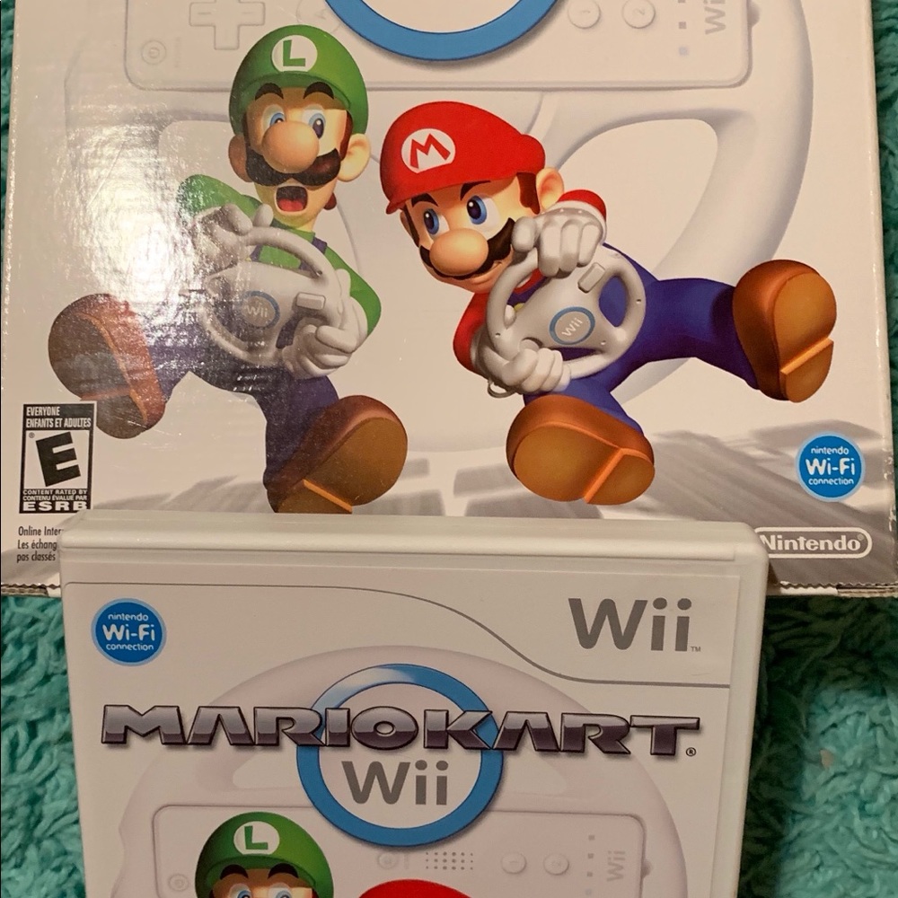 Wii Mario Kart Game plus Mario Kart Wheel